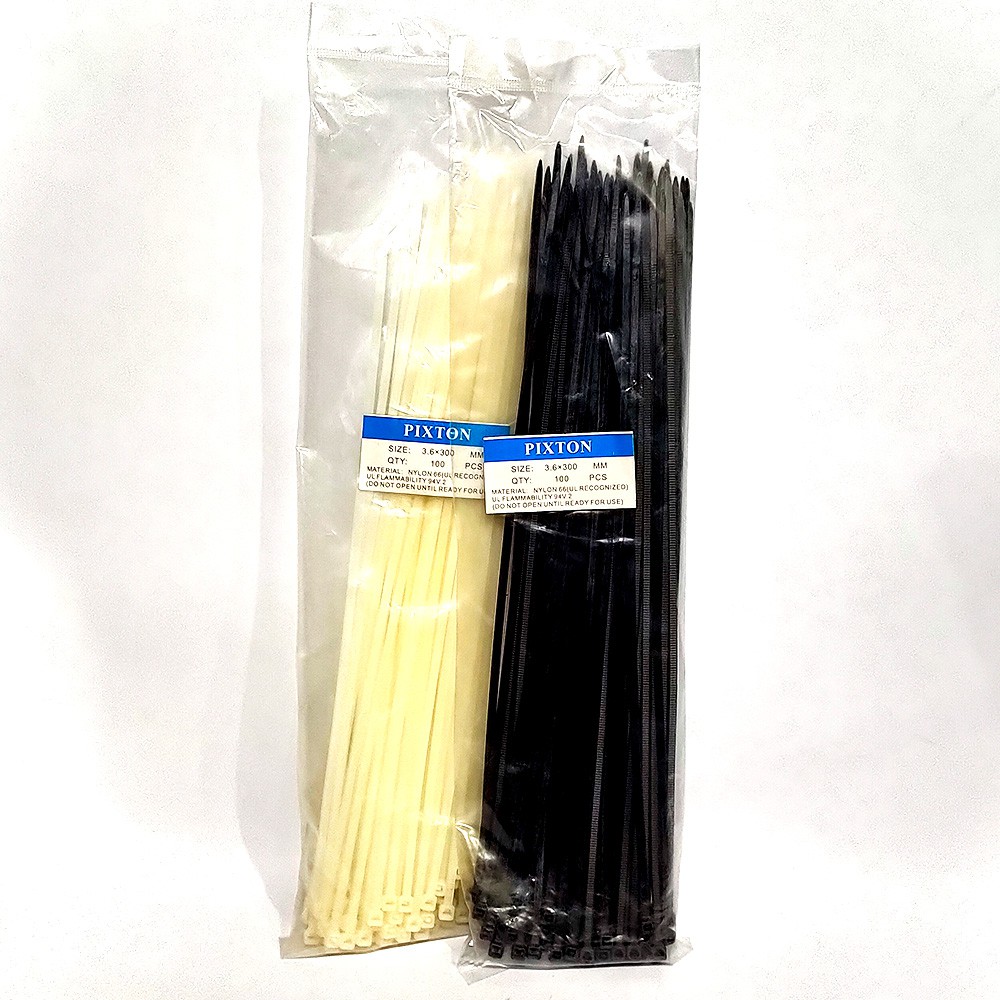 KABEL TIS 2.5 MM x 30 CM CABLE TIES PUTIH &amp; HITAM ISI 100 PCS