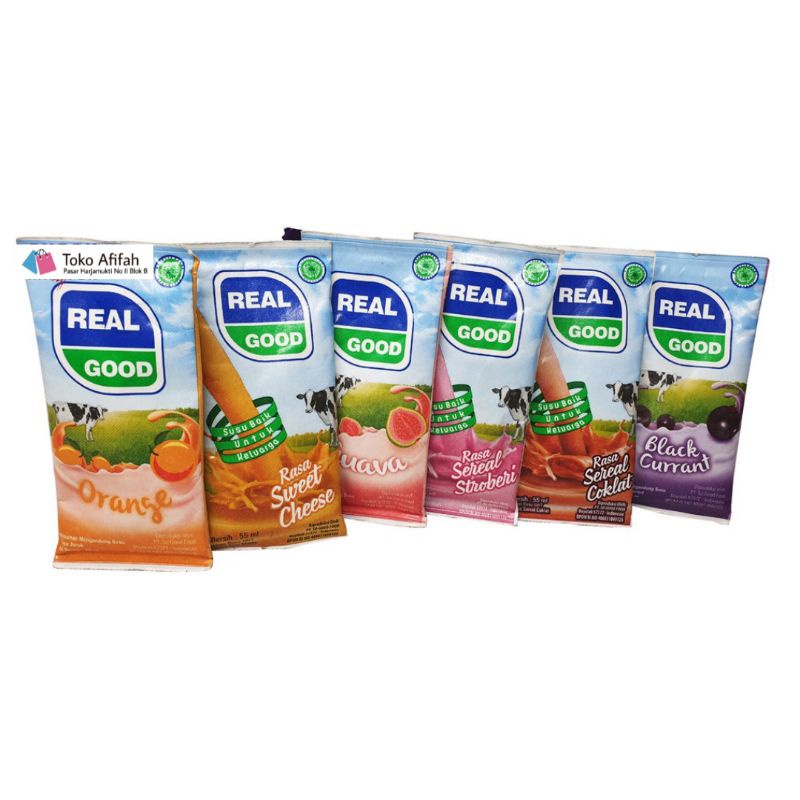 

Susu UHT Real Good Mini - Netto 50 ml / Susu realgood mini varian rasa kemasan bantal