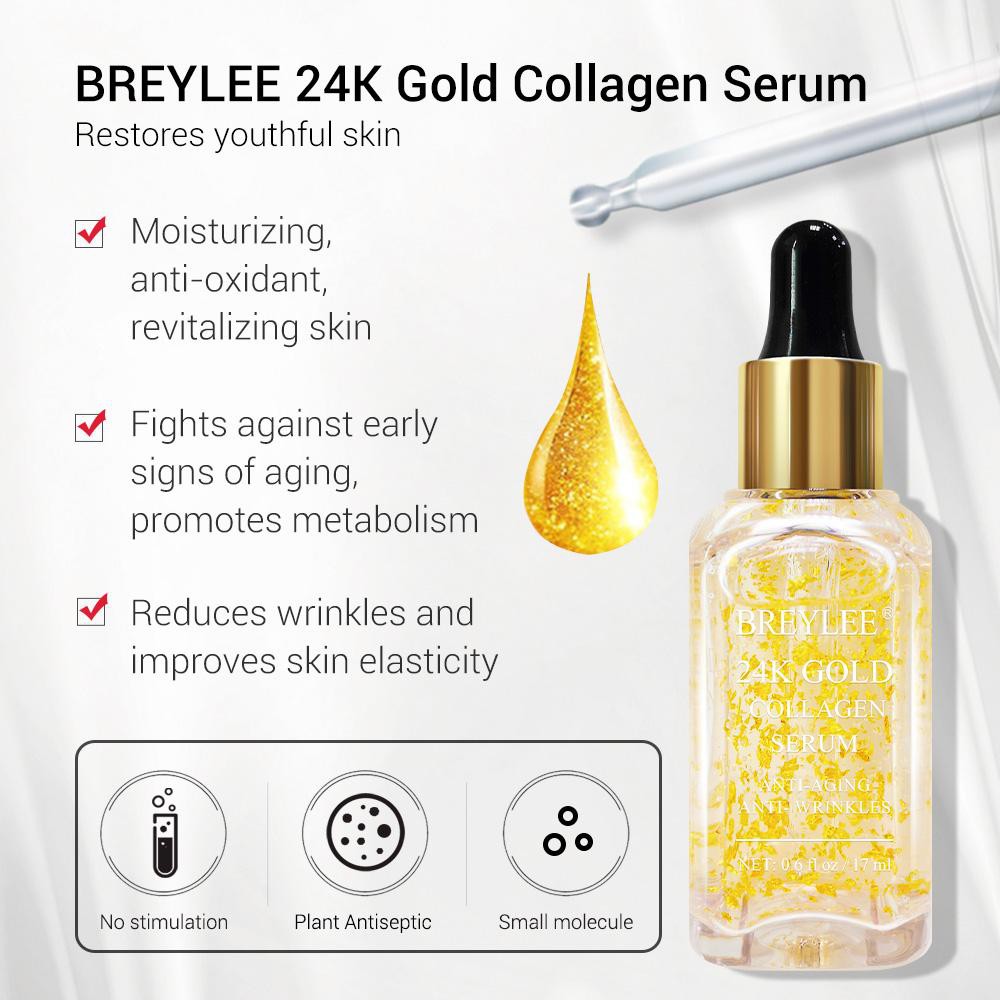 BREYLEE Collagen Serum 24k Gold Menghilangkan Kerutan Mengencangkan Menghilangkan Kerutan 17ML