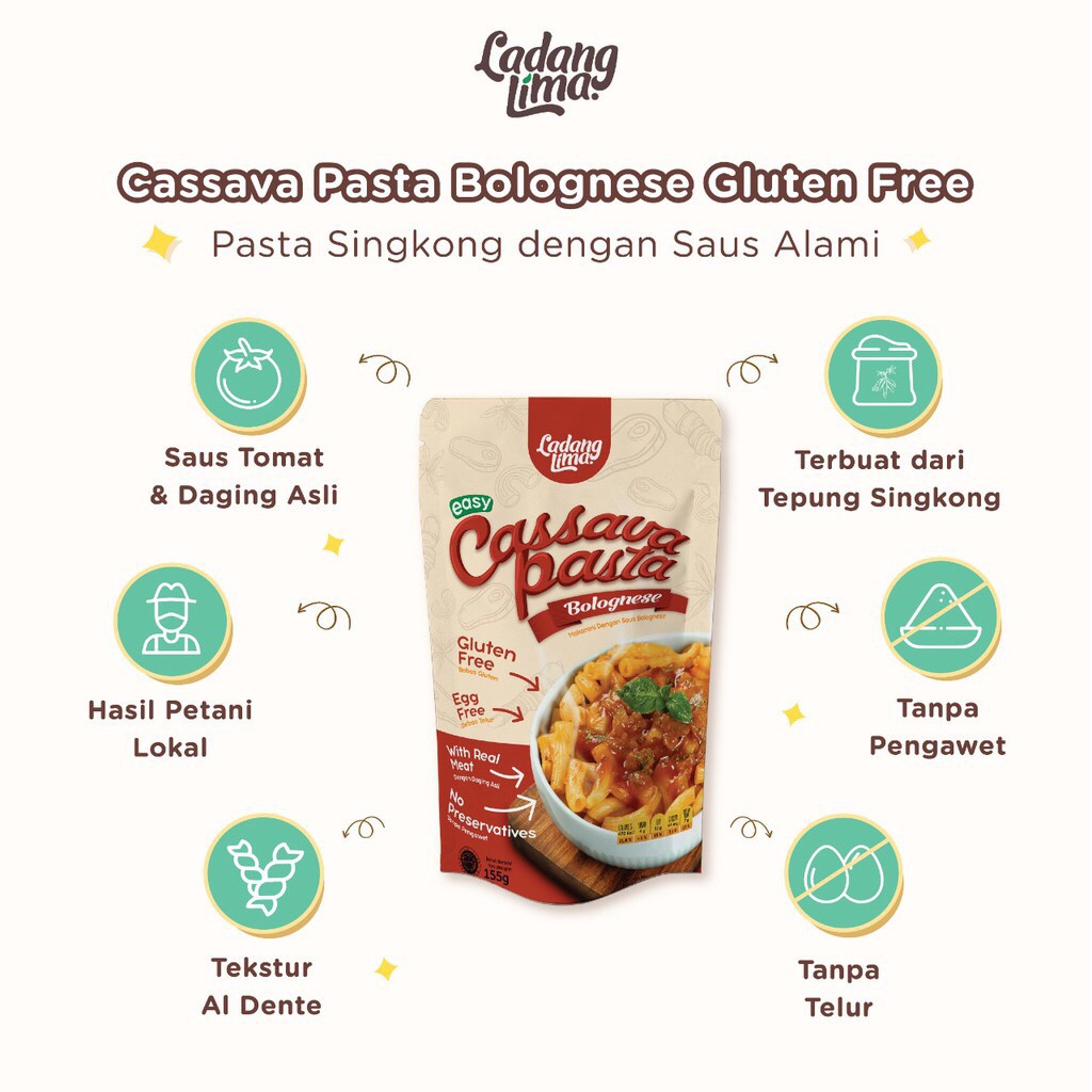 Ladang Lima Cassava Pasta Bolognese 155gr