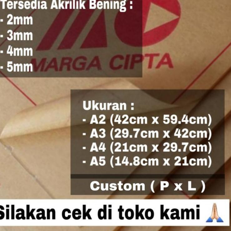 

✭NT AKRILIK lembaran 3mm uk. A4 / Akrilik bening / Marga cipta / Arcylic ✹ →