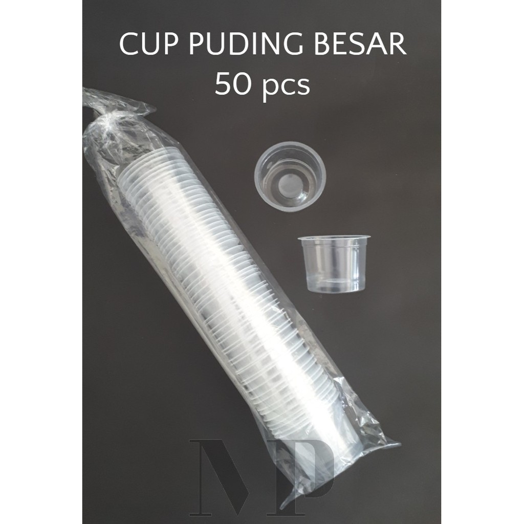 Isi 50pcs Cup Puding Plastik Besar 65ml Gelas Wadah Puding Bening