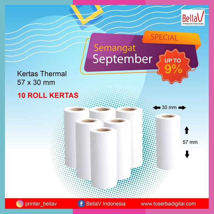 

Kertas Thermal Printer Uk 57 X 30 Mm 10 Roll