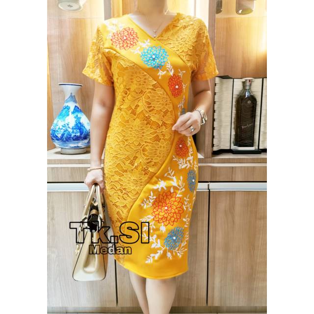 Dress scuba bordir cantik