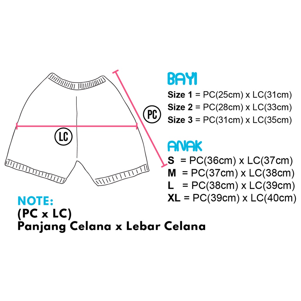 Celana Pendek Polos Untuk Bayi Anak &amp; Dewasa Warna Random Bahan Katun Combed 30s