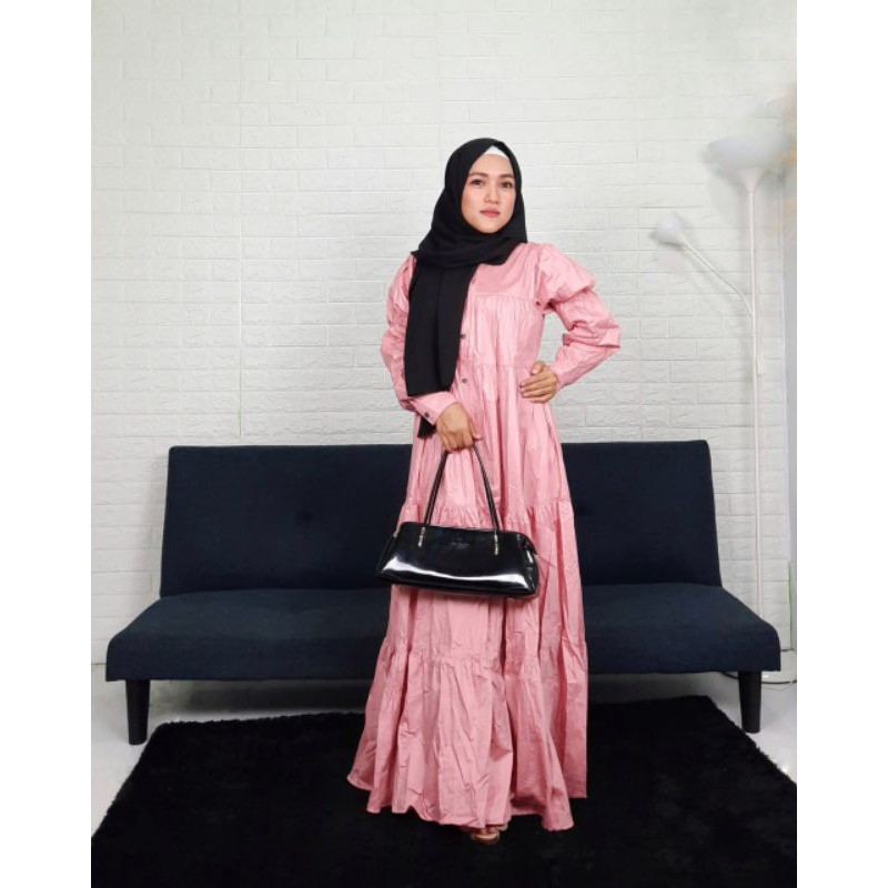 Gamis warna Pink katun rayon /Gamis Modern warna pink /Gamis syar'i Pink / Gamis pink modern