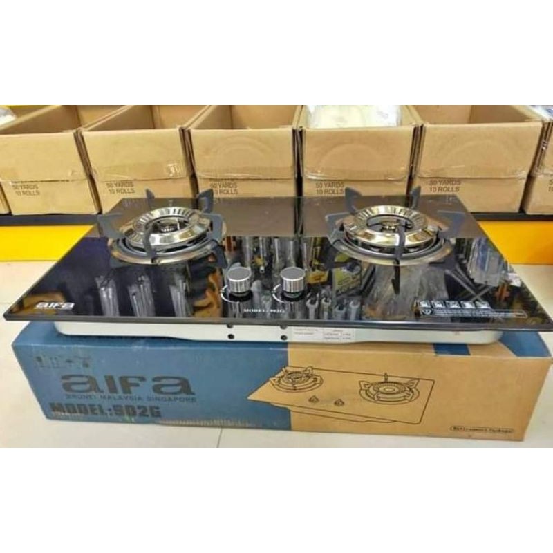 BATAM - AIFA SINGAPORE 902G 902 G kompor gas kaca tanam 2 tungku tempered glass