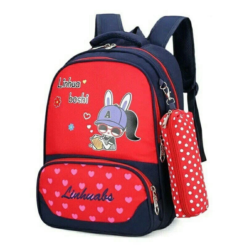 Tas anak linhua boshi free pouch / ransel anak sekolah lucu / tas gendong anaka karakter imut / low