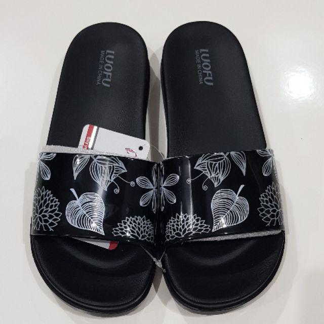 luofu E7159-L4 sandal selop wanita empuk ringan-hitam