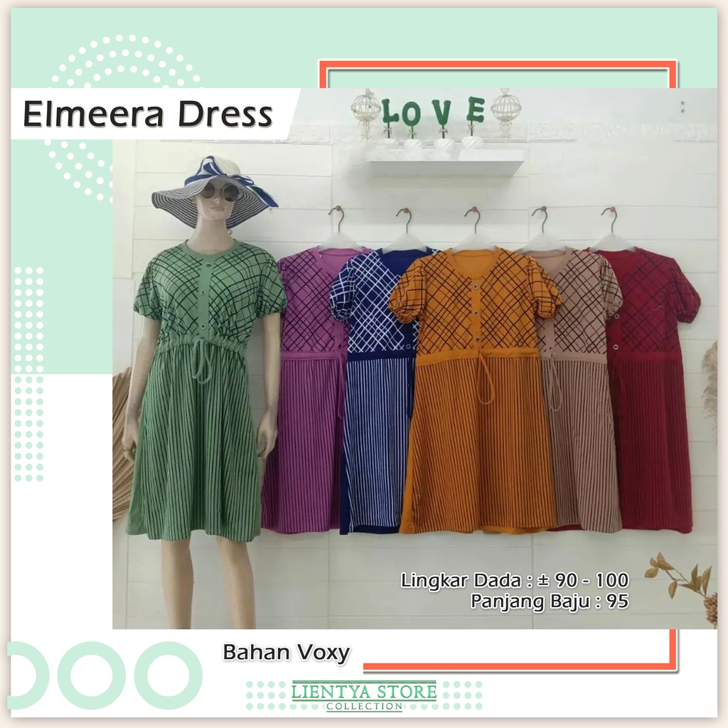 Dress Lengan Pendek Voxy - Elmeera Dress Motif Garis