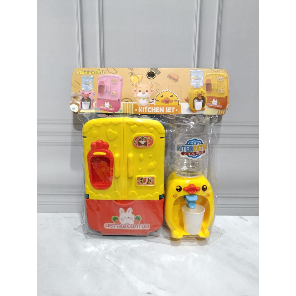 Mainan Dispenser Air dan Kulkas (refrigerator) - Merah Muda