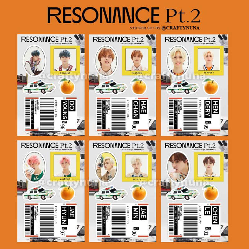 (NC-011) OT23 - NCT RESONANCE PT 2 DEPARTURE Sticker Set by Crafty Nuna 127 dream aesthetic stiker hp case