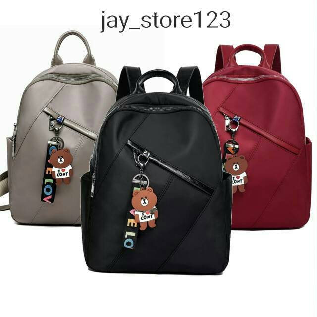 JS_TAS RANSEL ANTI AIR BACKPACK WANITA HITAM MOTIF SERONG KOREA KULIAH SEKOLAH KERJA TA126B5 STEIN