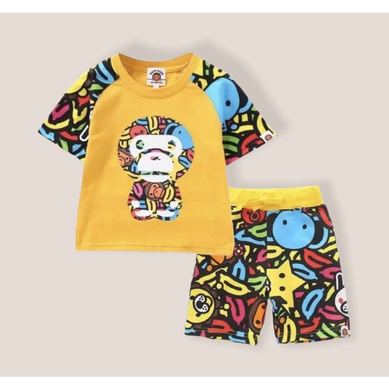 setelan anak bape miloo/baju stelan anak grosir/baku anak laki laki dan perempuan 1-5 tahun