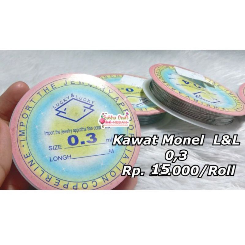 Kawat tembaga/kawat monel/ Kawat Mote 0,5  0,8  0.3 Silver / Roll (Bahan Craft Medan)
