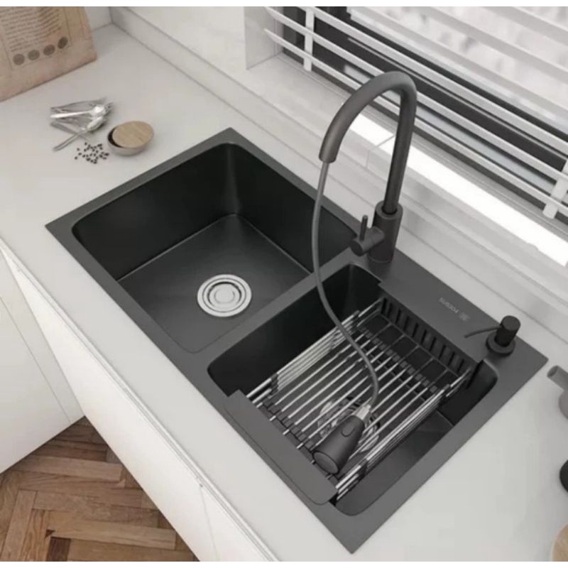 kitchen sink INOBE 8245 sink stainless hitam INOBE 8245 bak cuci piring hitam