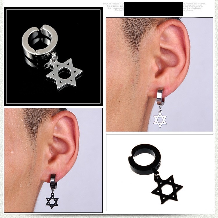 Ready Stock Anting Klip Telinga Salib Halus Anting Korea Hip Hop Anti Karat Hitam Perak Street Gothic Earrings Ear Hypoallergenic Stud Rumbai Chian Punk Pria Wanita Perhiasan