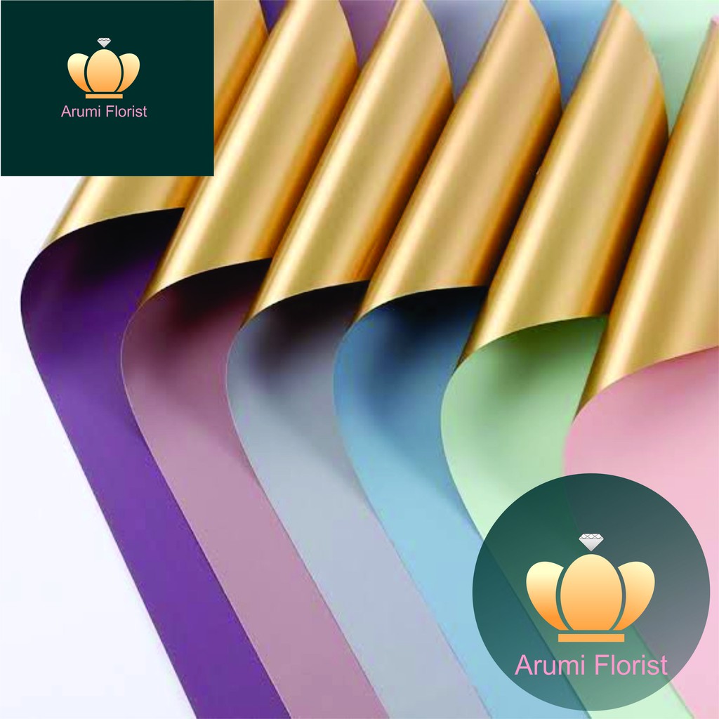 

(Lembran) kertas buket, Wrapping Flower, Cellophane Becolor Gold