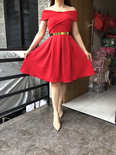 801 POLOS# Dress fashion sabrina pesta TANPA BELT