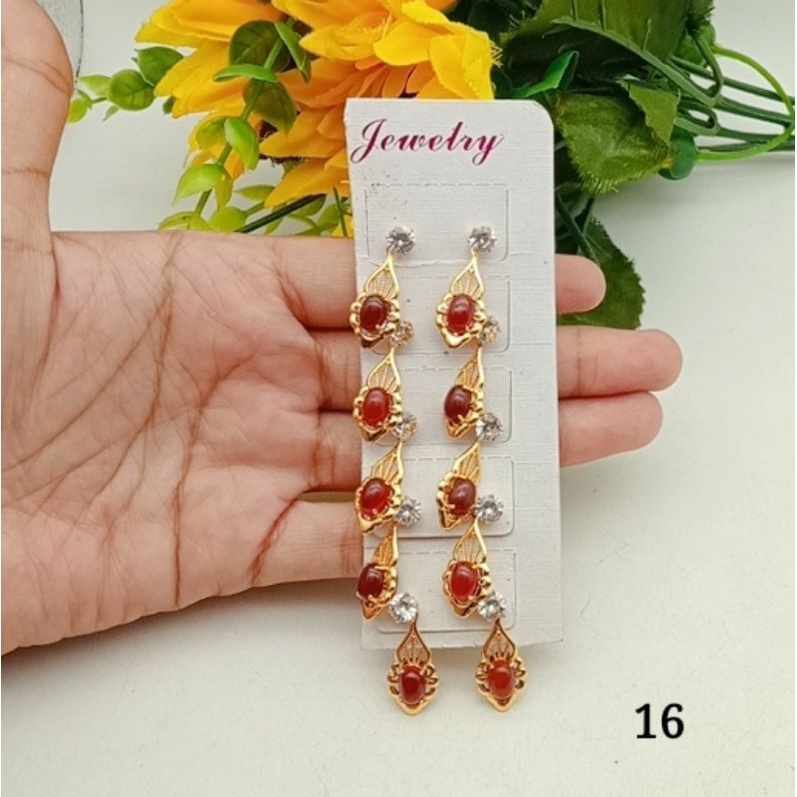 Anting wanita permata merah terlucu