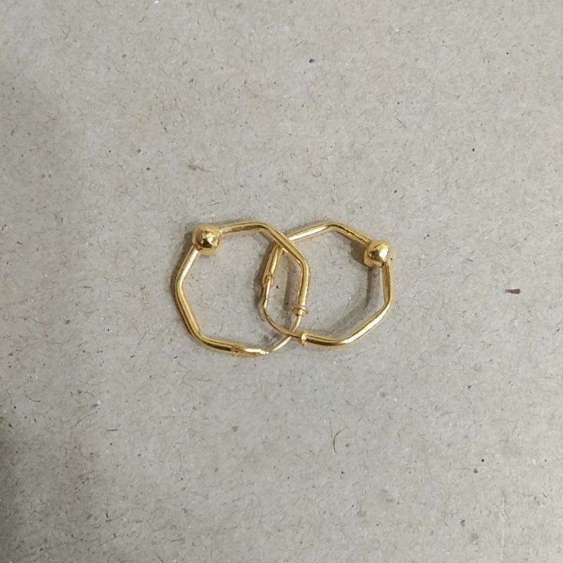 anting ring anak segi 6 bola 1 setengah gram emas muda