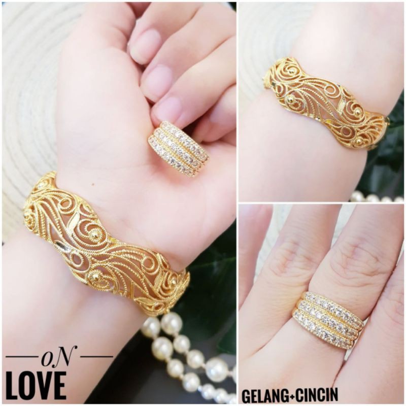 Xuping gelang dan cincin lapis emas 24k 0717n