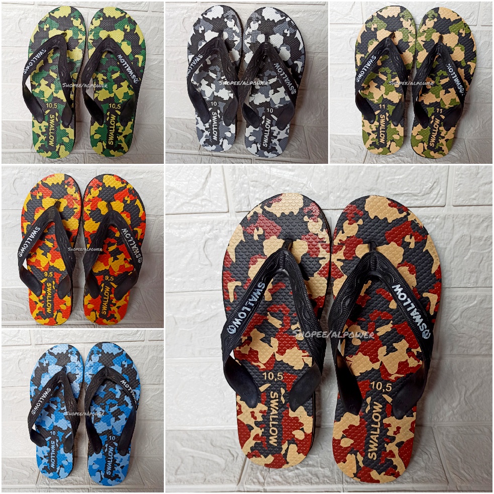 Sandal Jepit Rumahan Army Sendal Swallow Tebal Pria Wanita Motif Army Tentara Awet