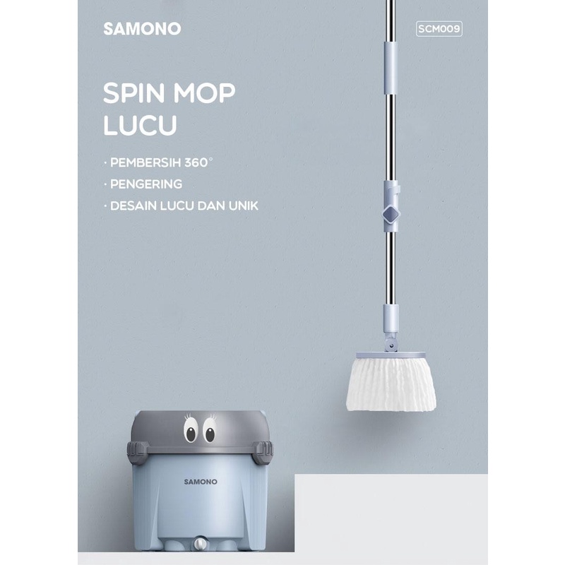Samono SCM-009 Alat Pel Lantai Microfiber Utra Mop ada Ember Spin Pengering SCM009