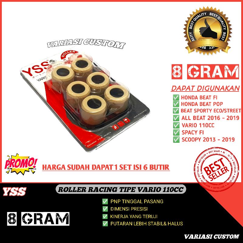 ROLLER ROLER BEAT ESP BEAT fi BEAT STREET BEAT POP SCOOPY FI VARIO 110 KARBU 8 GRAM GR ORIGINAL