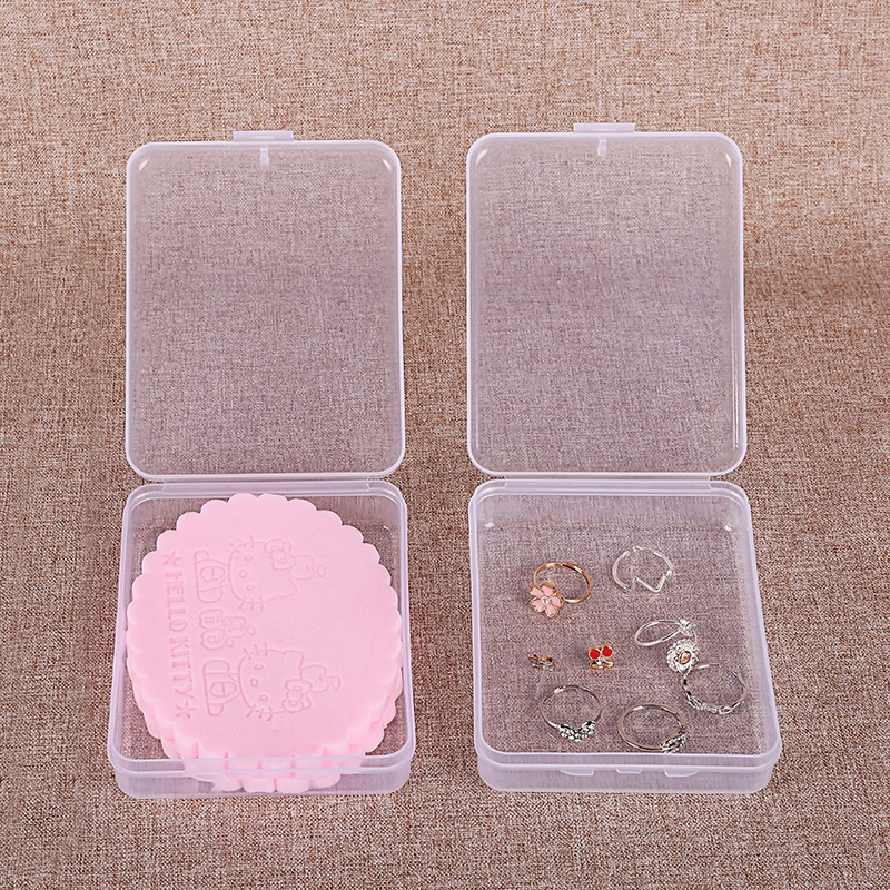 Transparent Square Plastic Cosmetics Storage Box / Portable Waterproof Mask Cotton Swab Container