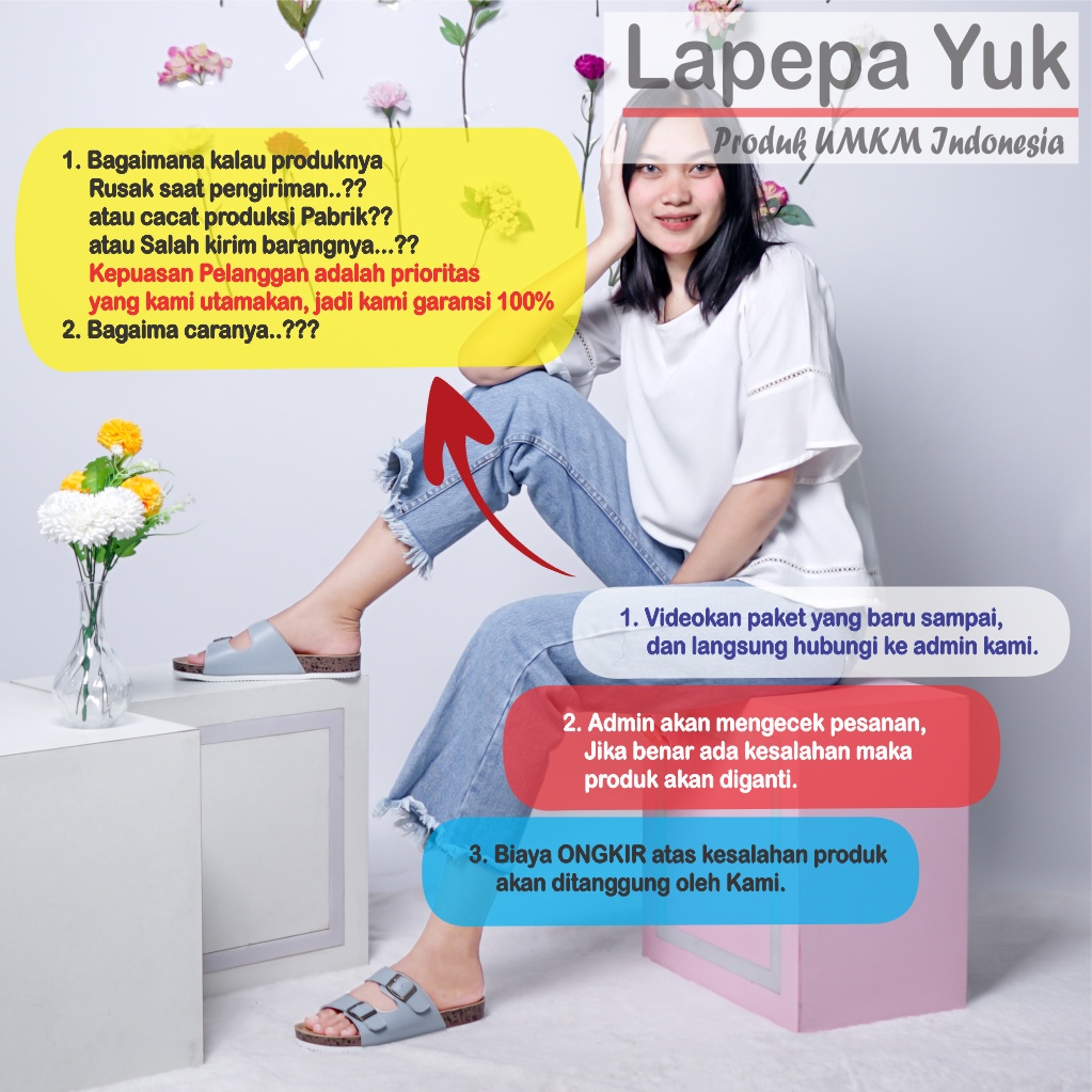 LAPEPA YUK - Sandal Wanita Casual Model Birken Sol Puyuh JINNY ALL COLOR Sendal Cewek Sol Kulit Santai Ban dua Empuk Warna Black Hitam Putih Gesper Perempuan Selop Anti Slip Premium Original Kekinian Terbaru Shoes ORI Mall Official Store