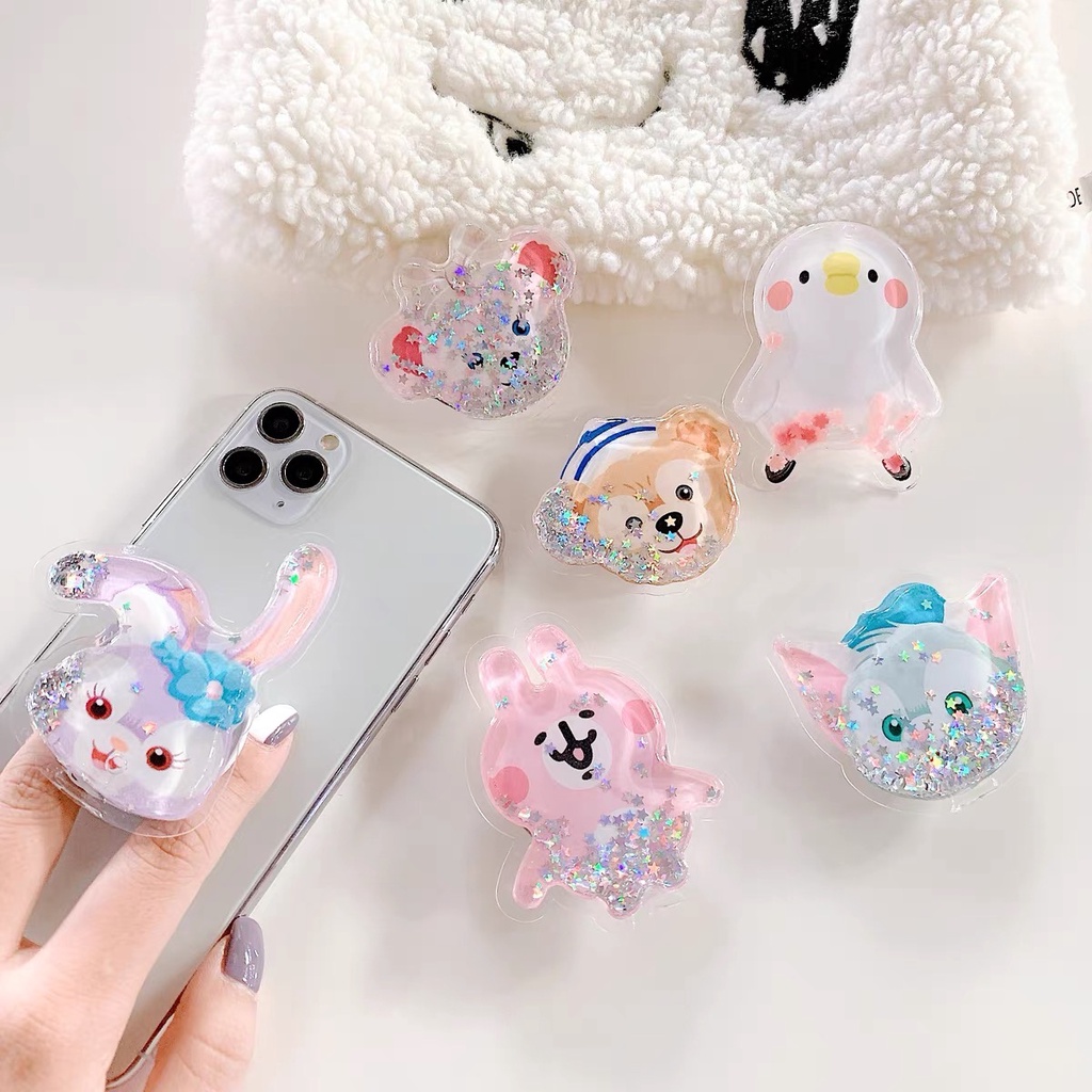 GLITTER CARTOON POP SOCKET / POPSOCKET GLITTER LIQUID KARAKTER STELLA LOU, DUFFY, RABBIT, SHELLIE MAY, DUCK, POP SOCKET QUICKSAND GLITER DESAIN KARTUN / CUTE PHONE HOLDER EXPANDING / POP SOCKET KOREA MURAH / DISNEY POPSOCKET / GRIPTOK / PHONE GRIP