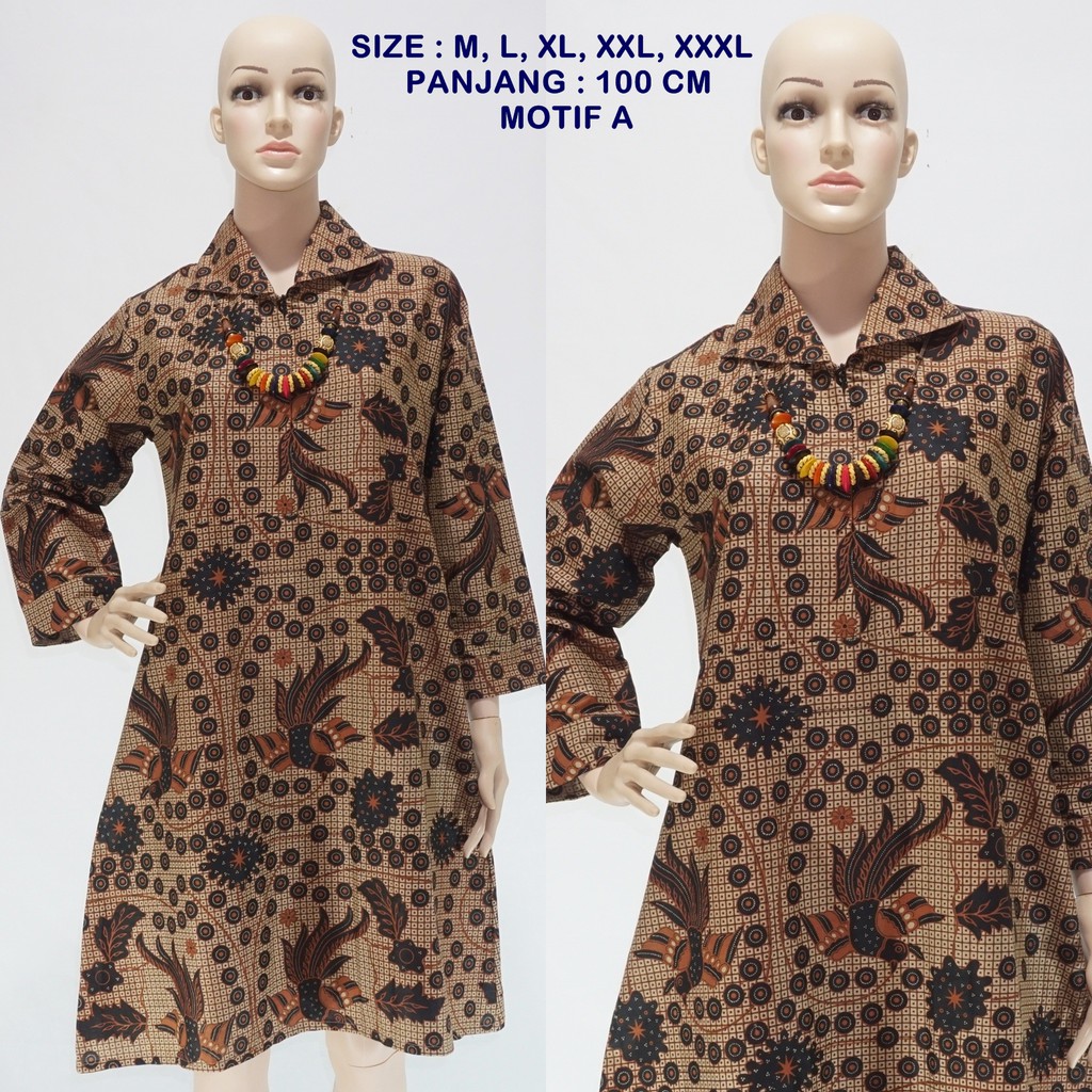 Dress Tunik  Batik  Sogan Peksi Klasikan DSC03408 Shopee  