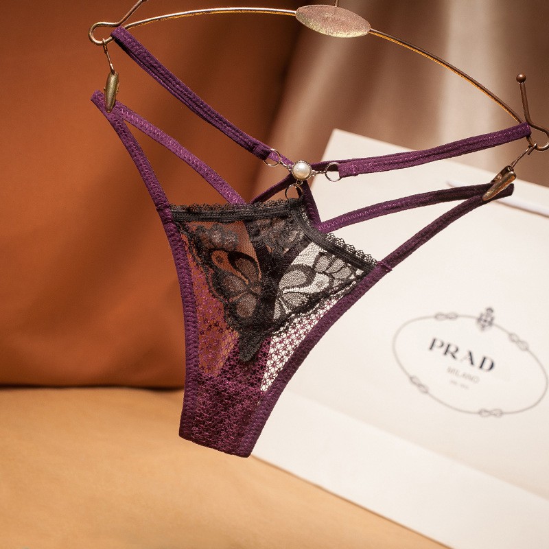 Sexy g string Celana dalam lace pola bunga brukat transparan C091
