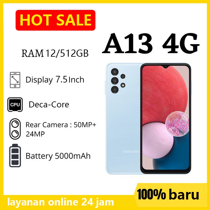 HP GALAXY A13 4G 12GB/512GB Handphone Smartphone 4G/5G Sim &amp; 5G wifi anti gores jelly - anti shock Android 10 core