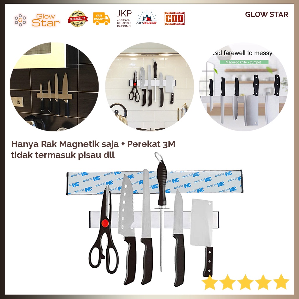 Rak Tempelan Pisau gunting stainless dinding Magnetic Serbaguna dengan perekat 3M kuat awet