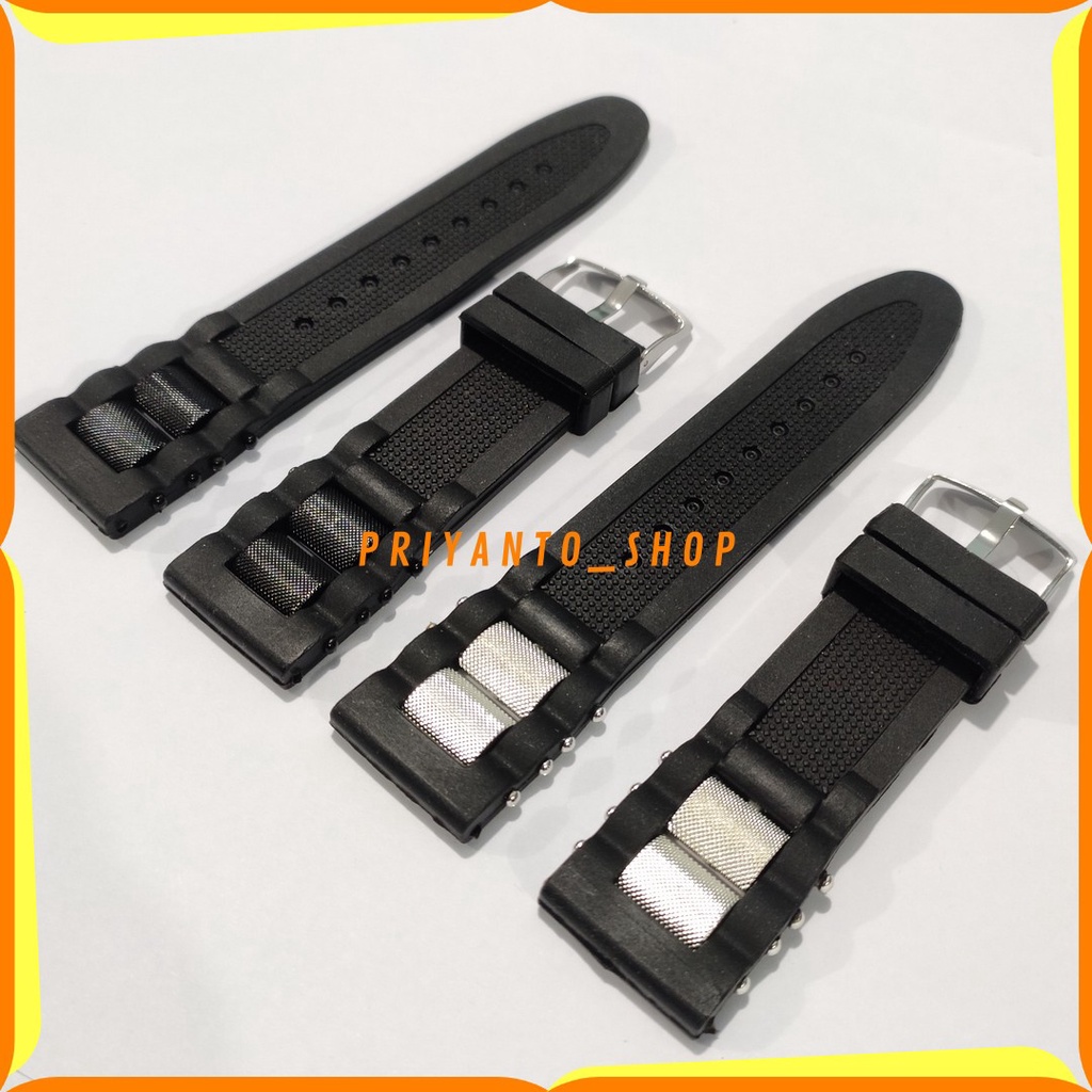 Promo Termurah Tali karet Jam Tangan 24mm Rubber Strap Fashion Hitam Bagus WH58