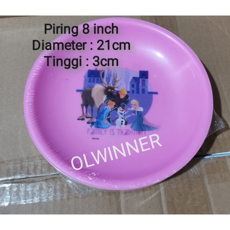 Piring Makan 8 Inch/Piring Makan Anak Gambar Karakter Lucu/Piring makan Plastik motif Warna Tebal