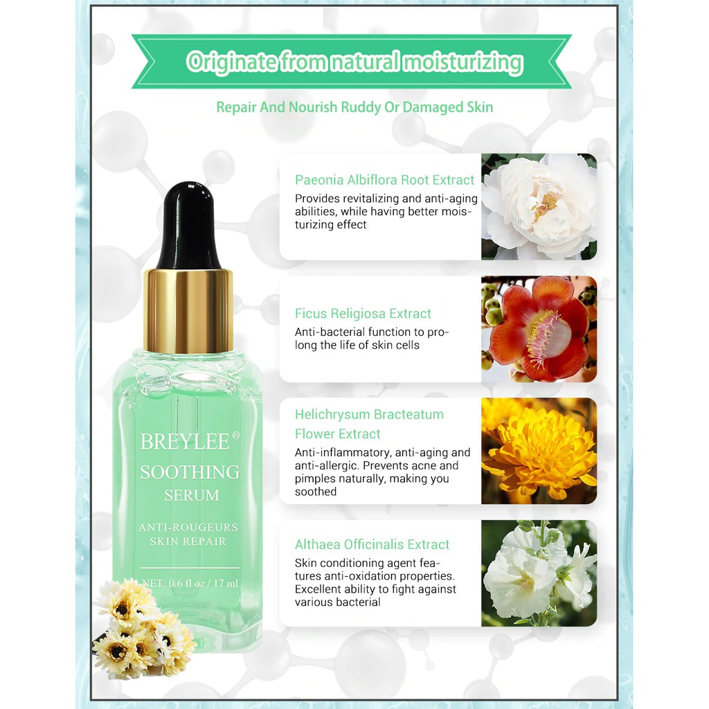 [BPOM] BREYLEE Soothing Serum Ekstrak Serum Sensitif untuk Menghilangkan Jerawat / Bekas Luka 17ml