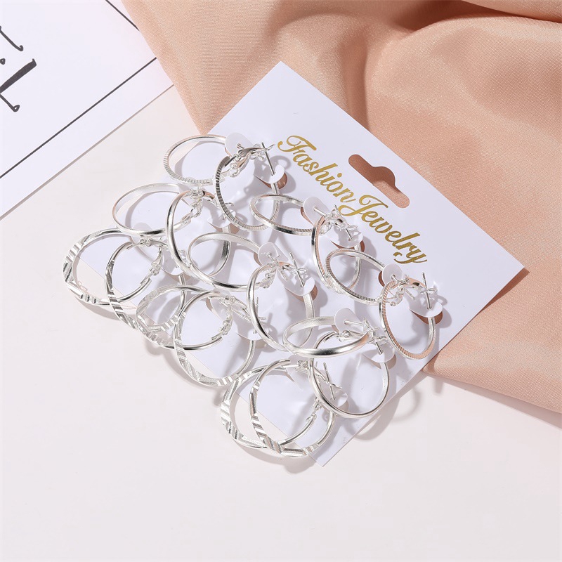 9 Pcs/Anting-anting Aksesoris Fashion Korea Lingkaran Liar Sederhana 9 Pasang Anting-anting