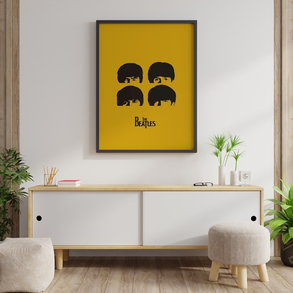 POSTER KAYU HIASAN DINDING - THE BEATLES VINTAGE BAND