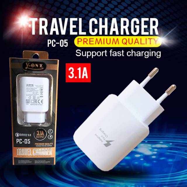 CHARGER CAS Y-ONE PC-05 3.0A Micro Usb Fast Charging Qualcomm QC 3.0A