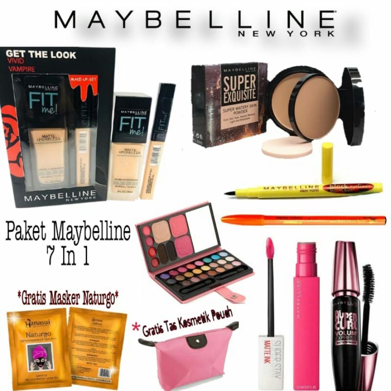 Paket Make Up Maybelline Super Set - 9 Ini 1 Paket Make Up Lengkap Murah