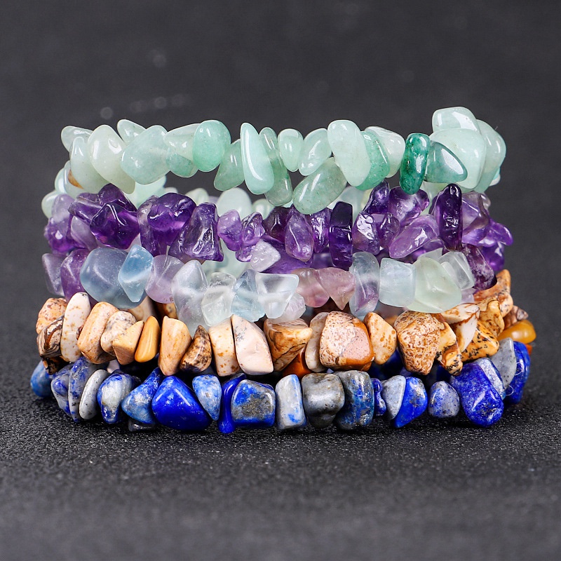 Irregular Natural Crystals Chakras Stone Bracelet Beads Bracelets Yellow Crystals Clear Crystals Aquamarines