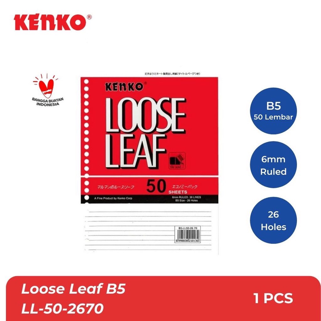 

Kenko Loose Leaf B5 Kertas Binder 50 Lembar [B5-LL 50-2670]