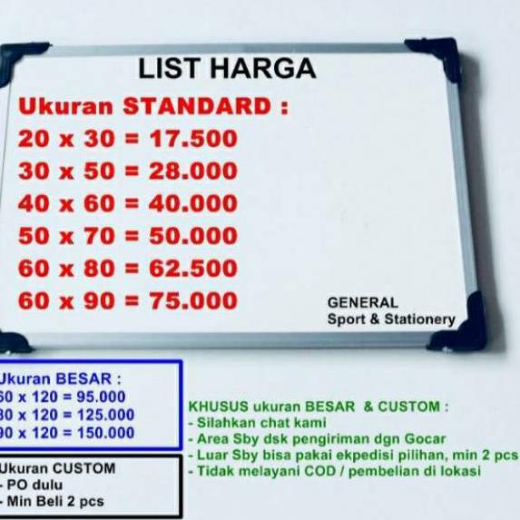 

Papan Tulis / White Board 60x80 Whiteboard ✓