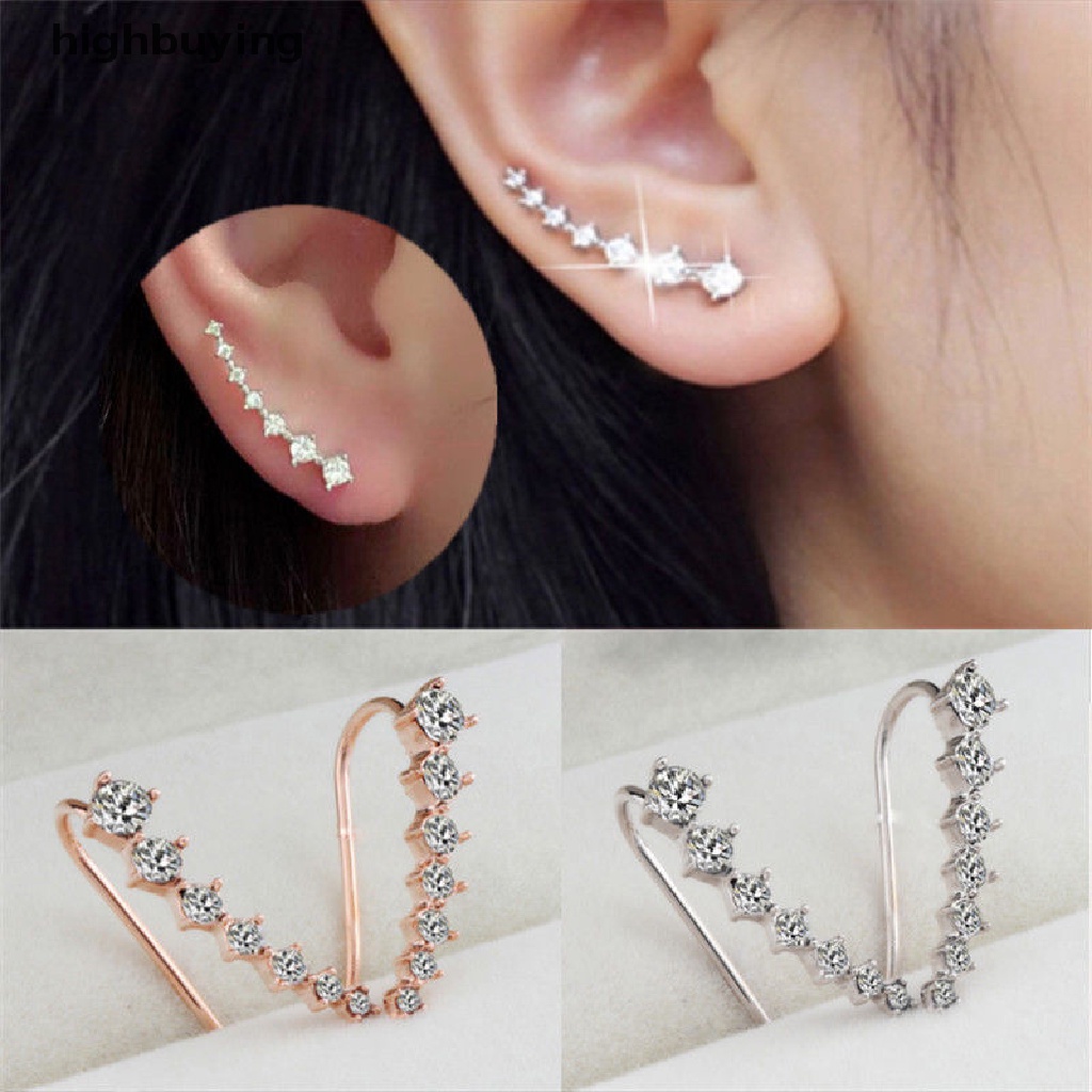 Hbid Anting Kait Gantung Kristal Berlian Imitasi Warna Silver Untuk Wanita