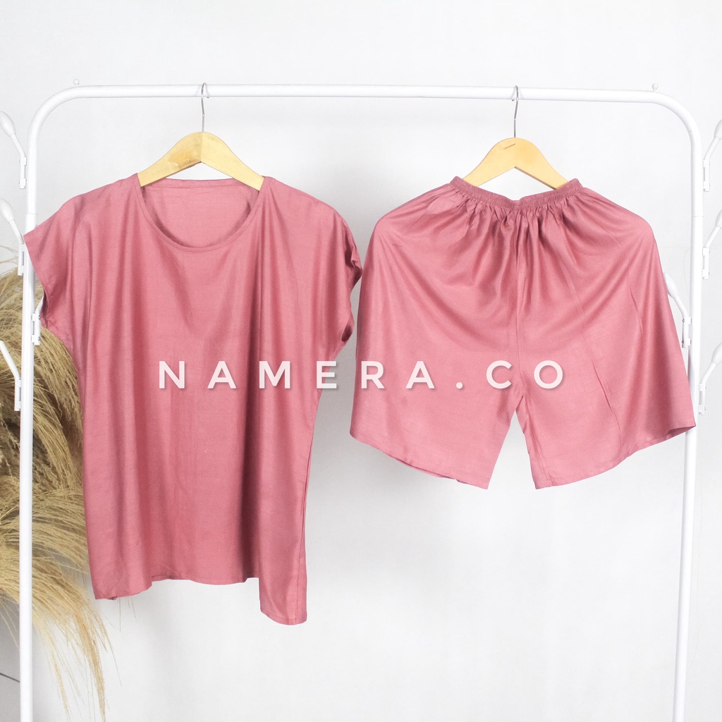 Baju Tidur Wanita Lengan Pendek Polos Full Rayon