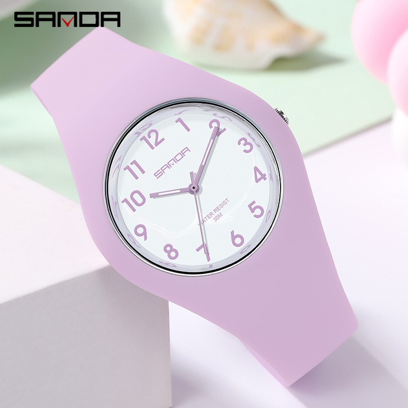 SANDA 6056 Jam Tangan Wanita Analog Jelly Series Tali Silicone WATCHKITE WKOS