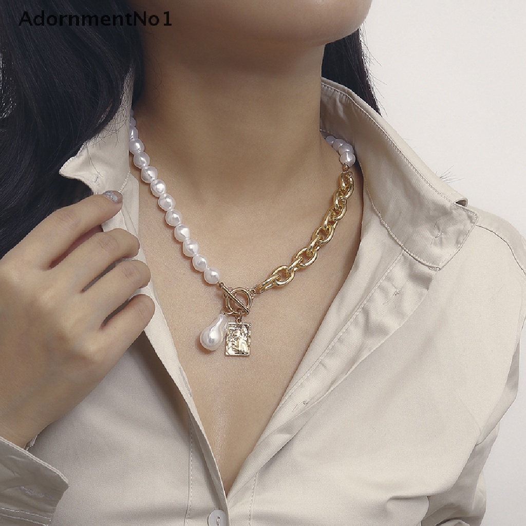 (AdornmentNo1) Kalung Choker Rantai Liontin Mutiara Hollow Out Untuk Wanita